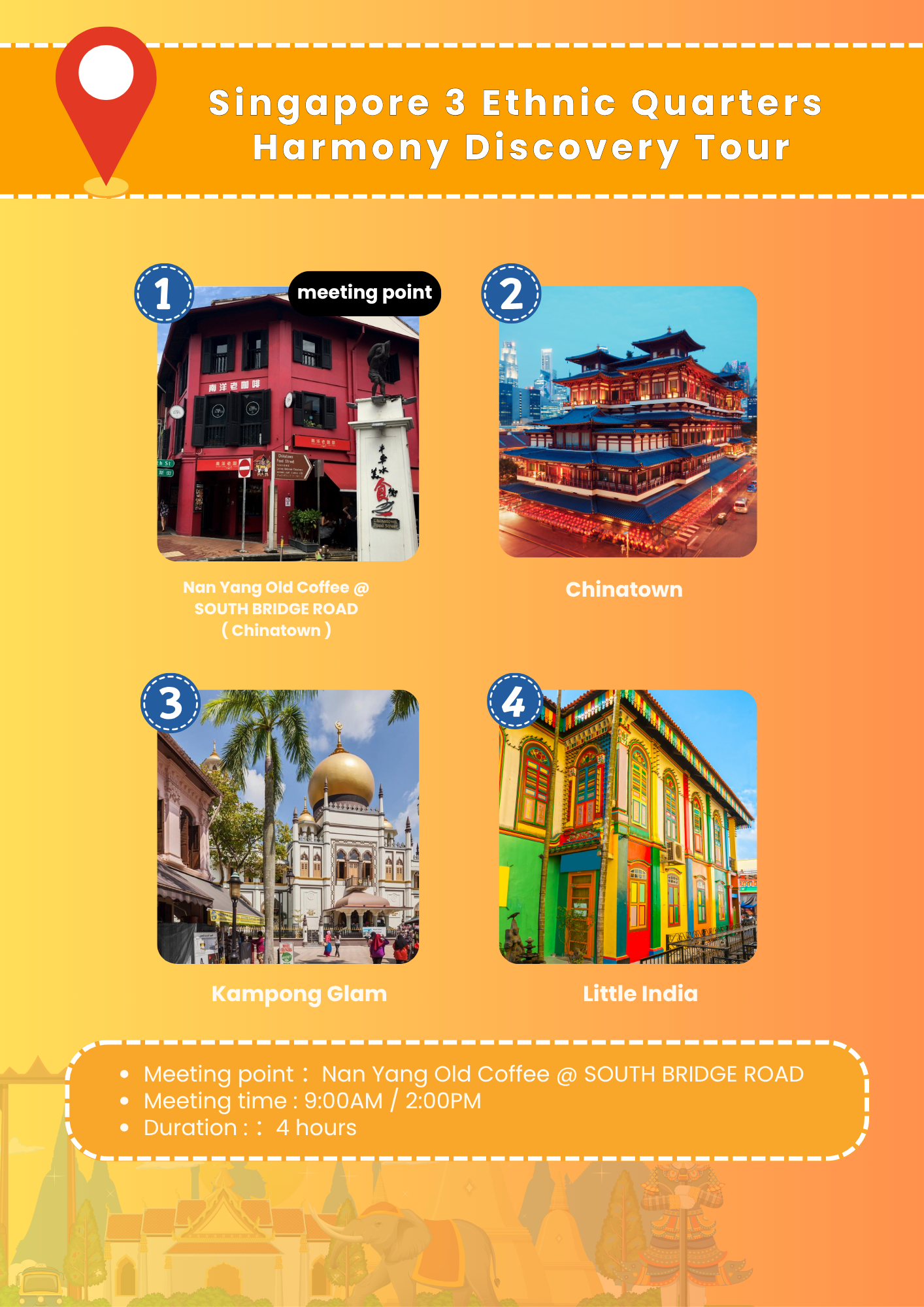 Singapore 3 Ethnic Quarters - Chinatown, Kampong Galm, Little India